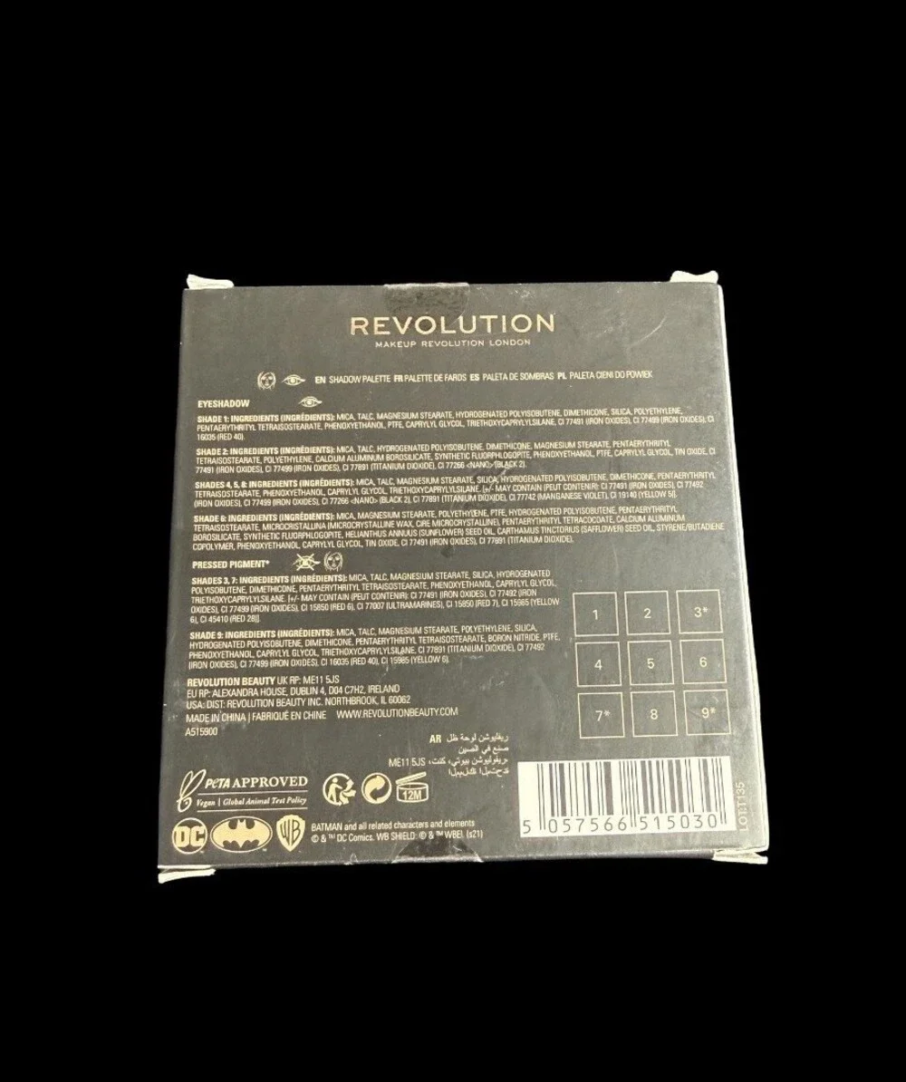 Revolution x DC Batman VEGAN 9 Shadow Palette NEW Discontinued 2021